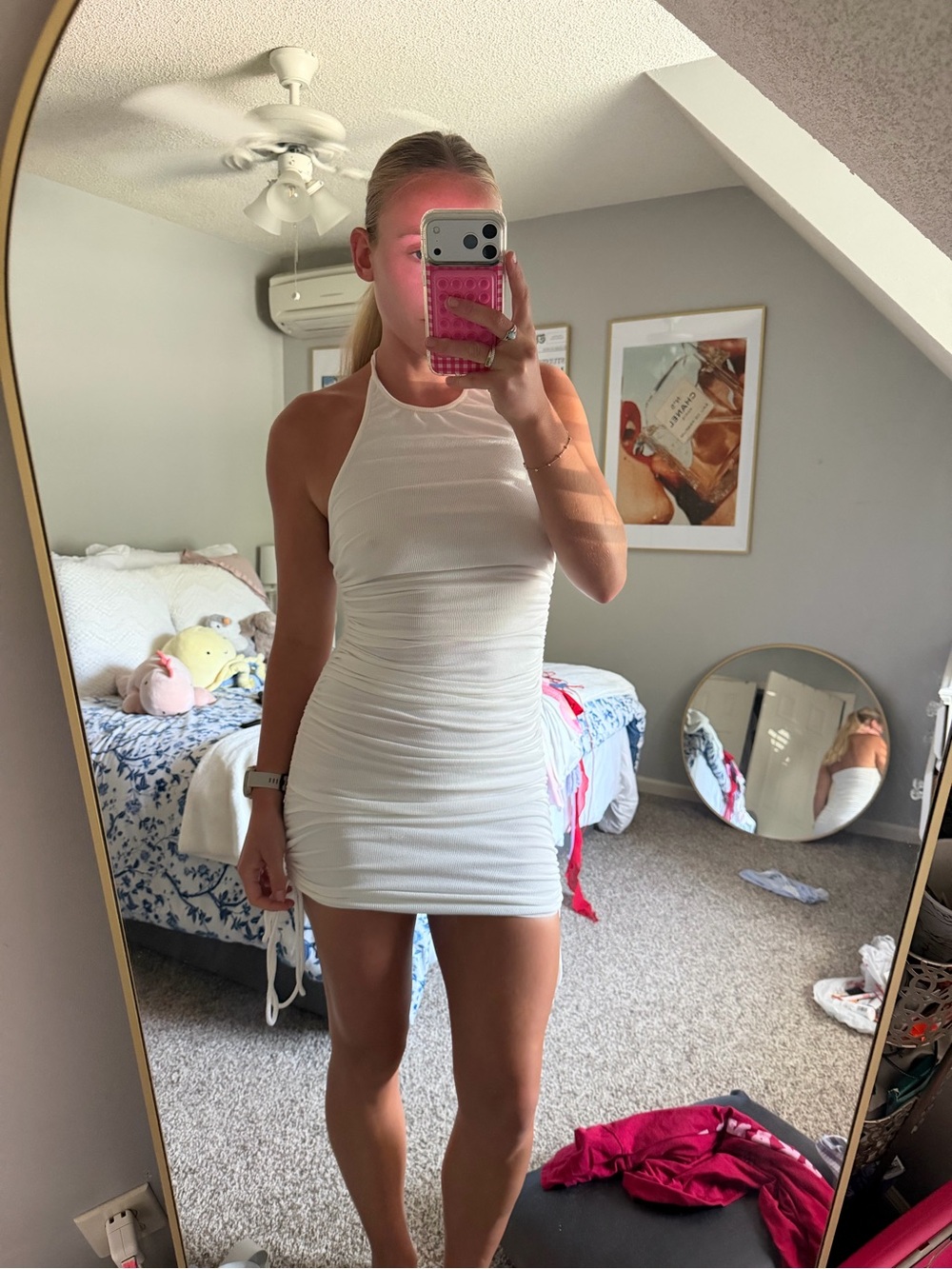 Princess Polly White Halter Ruched Mini Dress